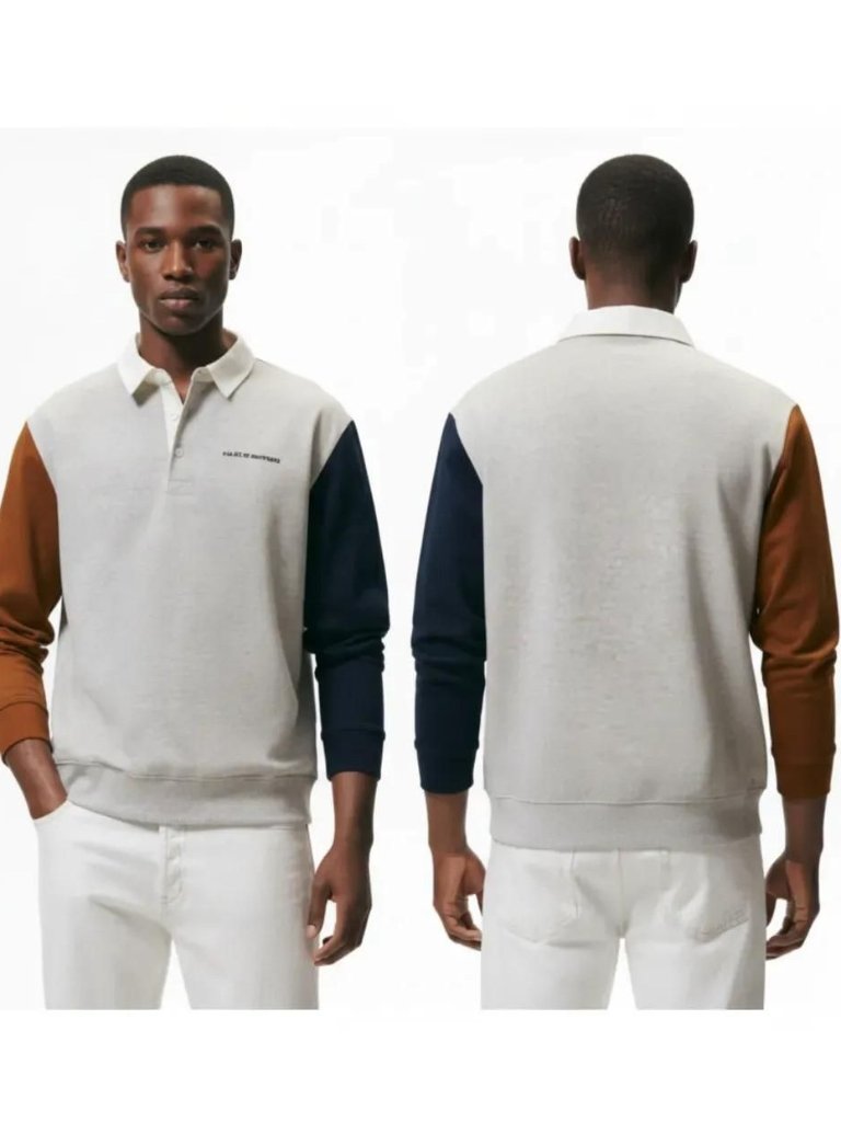 Zara Men's A Place Of Adventures Color Block Long Sleeve Polo Shirt Size Small